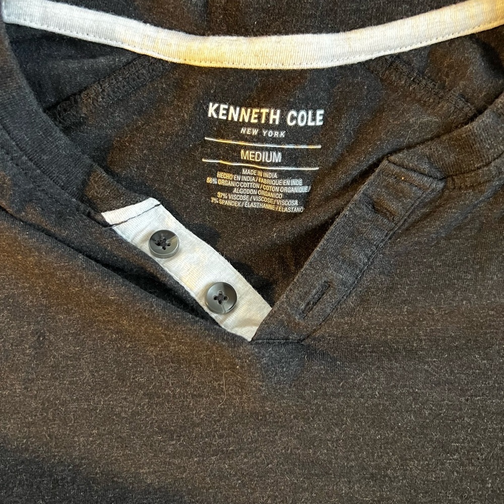 Kenneth Cole Men's Charcoal Button V-Neck‎ Shirt